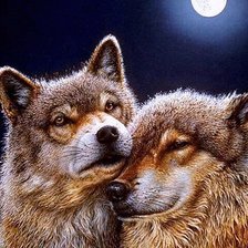 Схема вышивки «волки, ночь, луна»