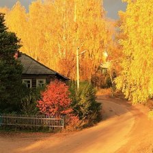 Схема вышивки «осень, деревня, дорога»