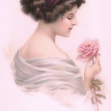 Оригинал схемы вышивки «Девушка с розой» (№1008541)