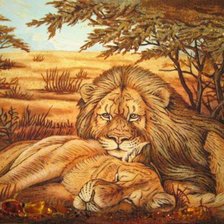 Оригинал схемы вышивки «Пара львов» (№1013179)