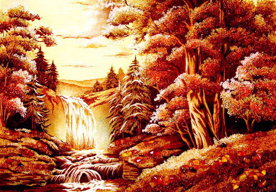 Осенний лес - природа, пейзаж, осень, лес, река, водопад - оригинал