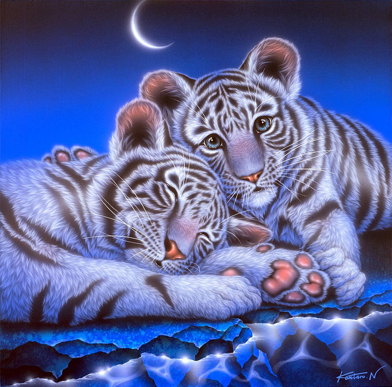 картина Кентаро Нишино - тигрята - оригинал