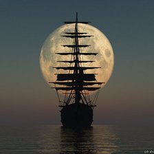 Схема вышивки «Корабль и лунный свет»