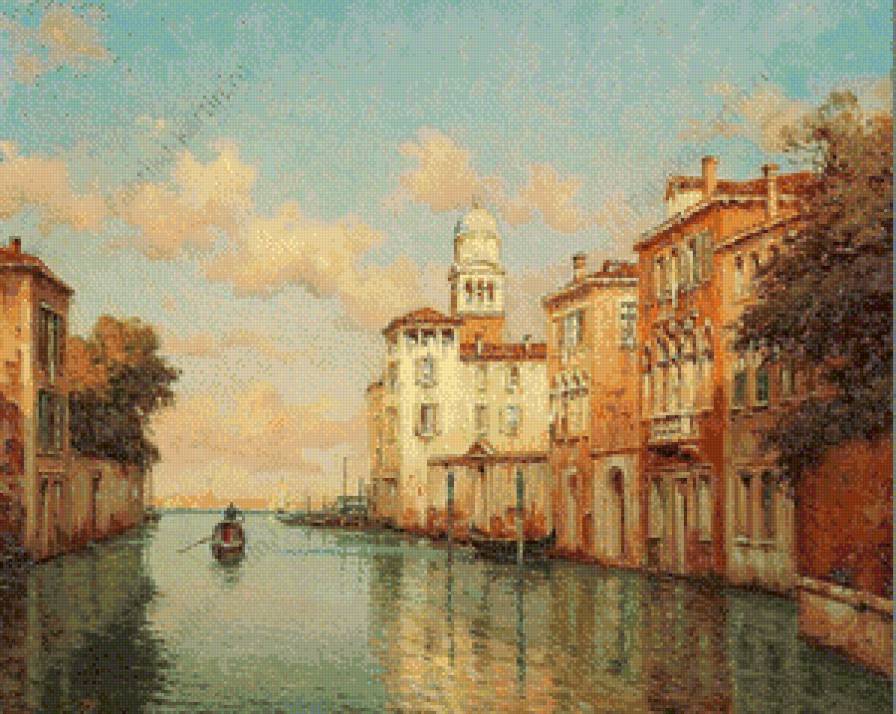 канал в Венеции - пейзаж, картина - предпросмотр
