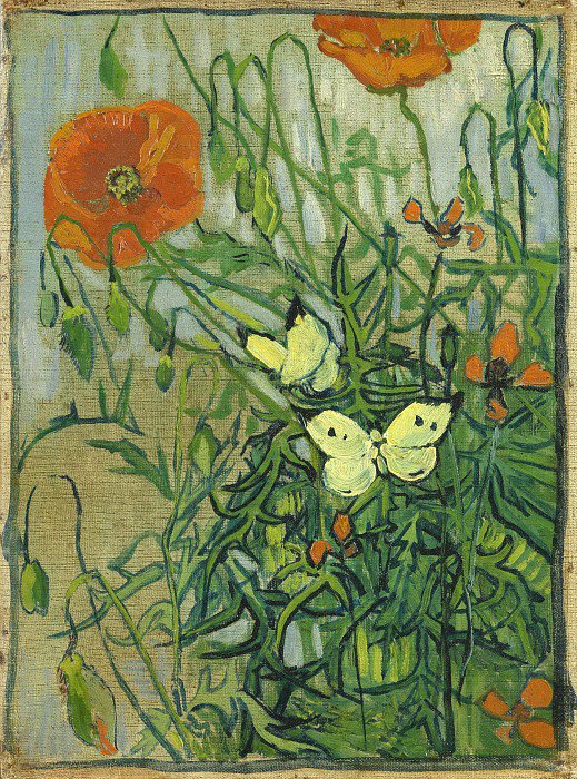 картина Ван Гога - маки и бабочки - оригинал