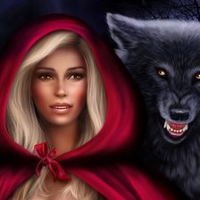 Схема вышивки «красная шапочка и серый волк»