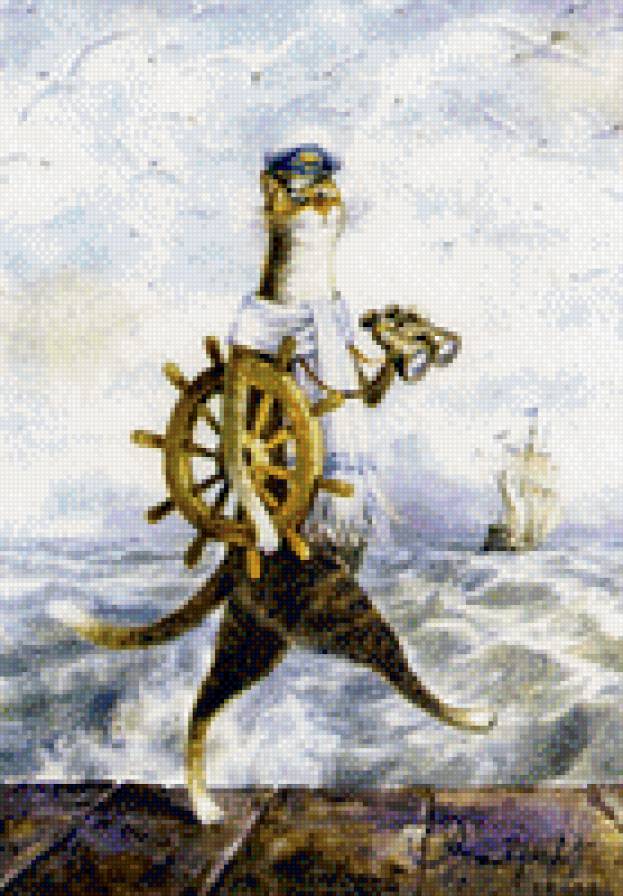 Кот моряк - кот, румянцев, картины - предпросмотр