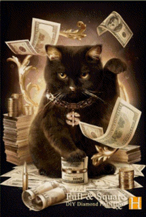 Кот банкир. - богатство, кот, золото, деньги - предпросмотр