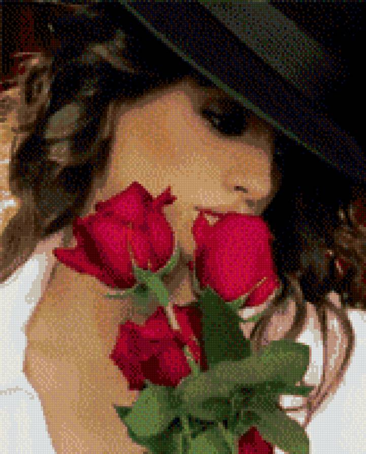 Девушка с розами - предпросмотр