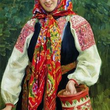 Оригинал схемы вышивки «И.С.Куликов. Девушка с туесом.» (№1017755)