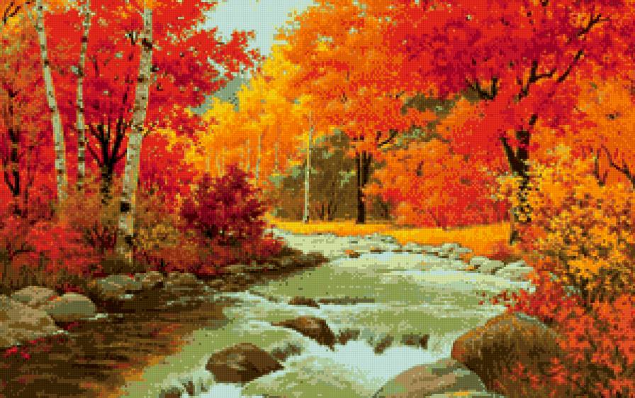 осень - река, деревья - предпросмотр