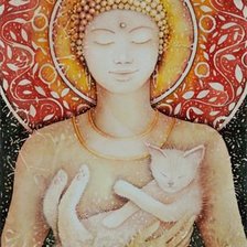 Оригинал схемы вышивки «Будда с котиком» (№1021911)
