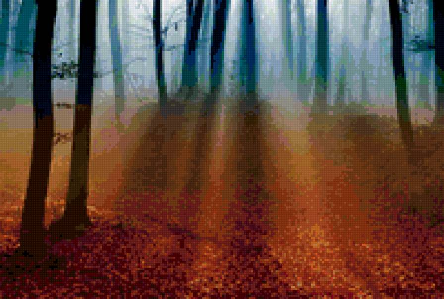 Осенний туман. Триптих (общий вид) - триптих, осень, туман, листья - предпросмотр