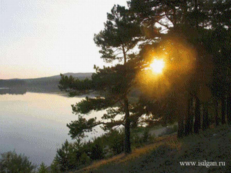 Озеро - озеро, природа, закат, лес - предпросмотр