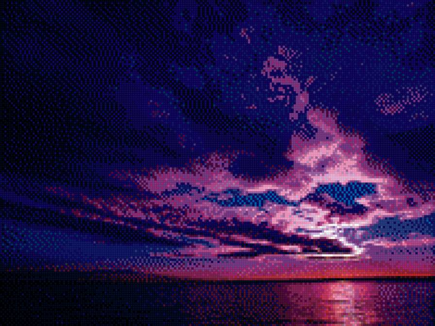 Странное небо - море, небо, закат, отражение - предпросмотр
