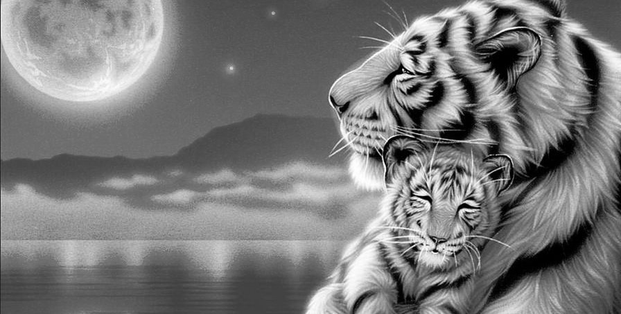 Тигрица и тигренок - тигры - оригинал
