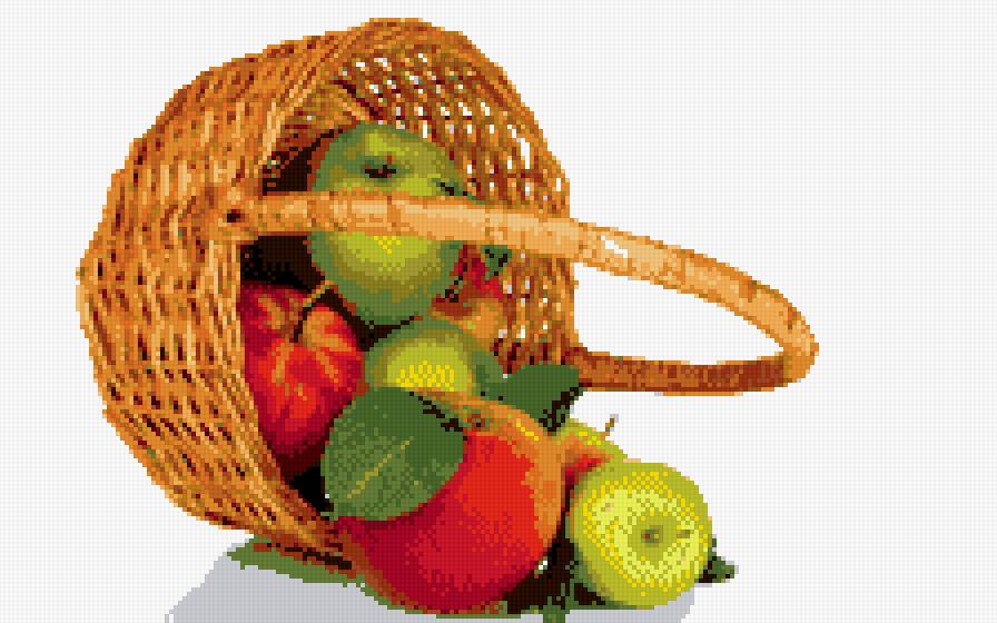 ароматные яблоки в корзине - яблоки, корзина с фруктами, фрукты, натюрморт - предпросмотр