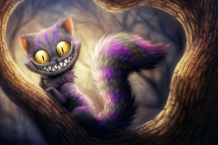 Чеширский кот - улыбка, дерево, кот - оригинал