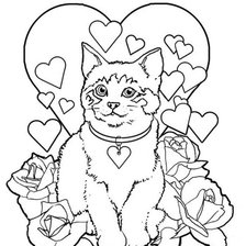 Схема вышивки «котик и сердце»