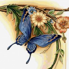 Оригинал схемы вышивки «Бабочка в цветах» (№1045974)
