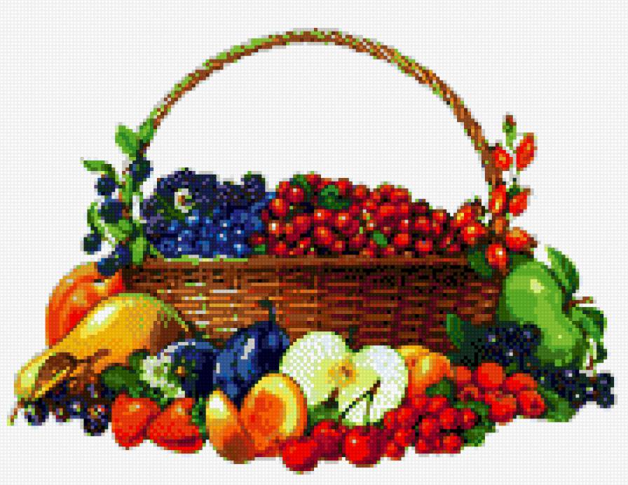 натюрморт корзина с фруктами - корзина, фрукты - предпросмотр