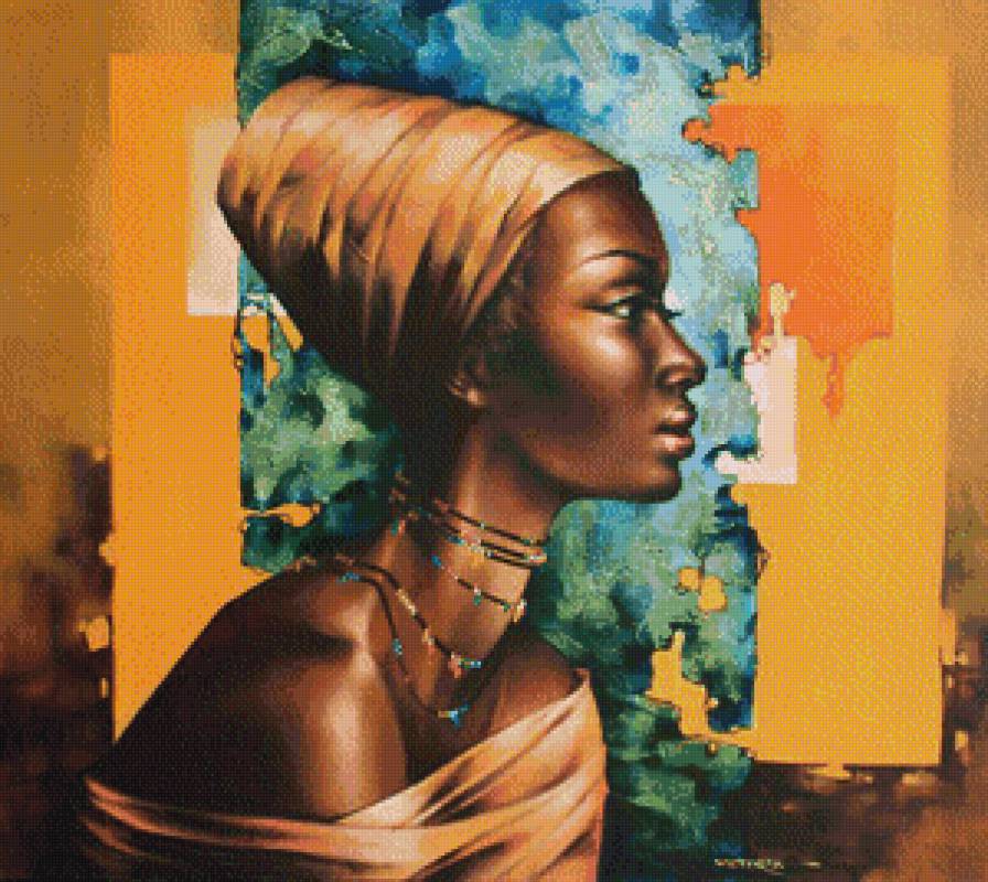 профиль - африканка, портрет, девушка - предпросмотр