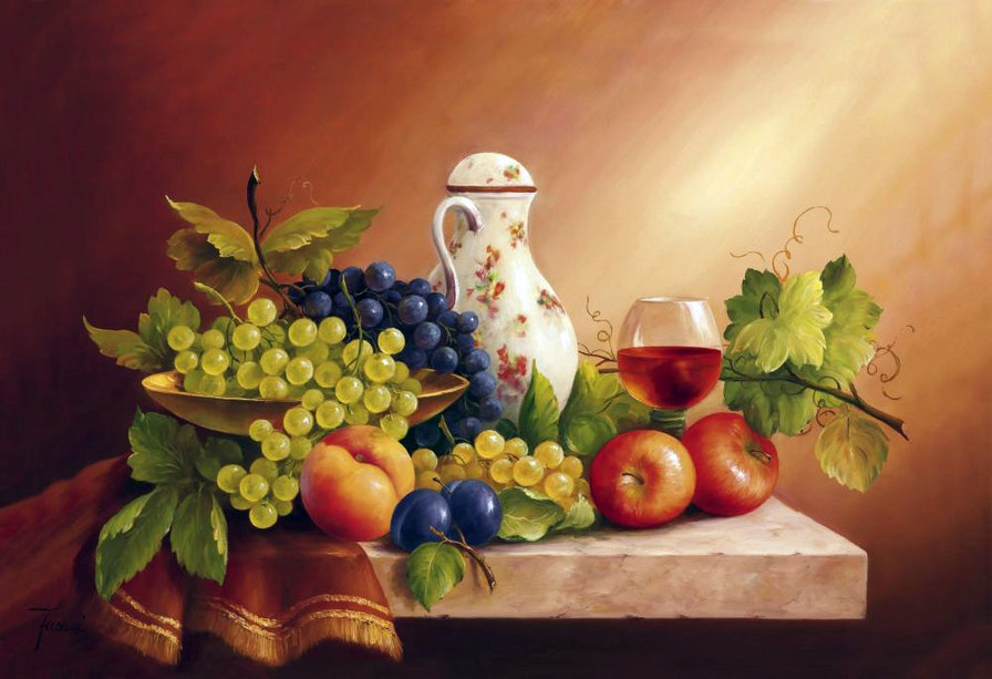 натюрморт с виноградом - натюрморт, фрукты - оригинал