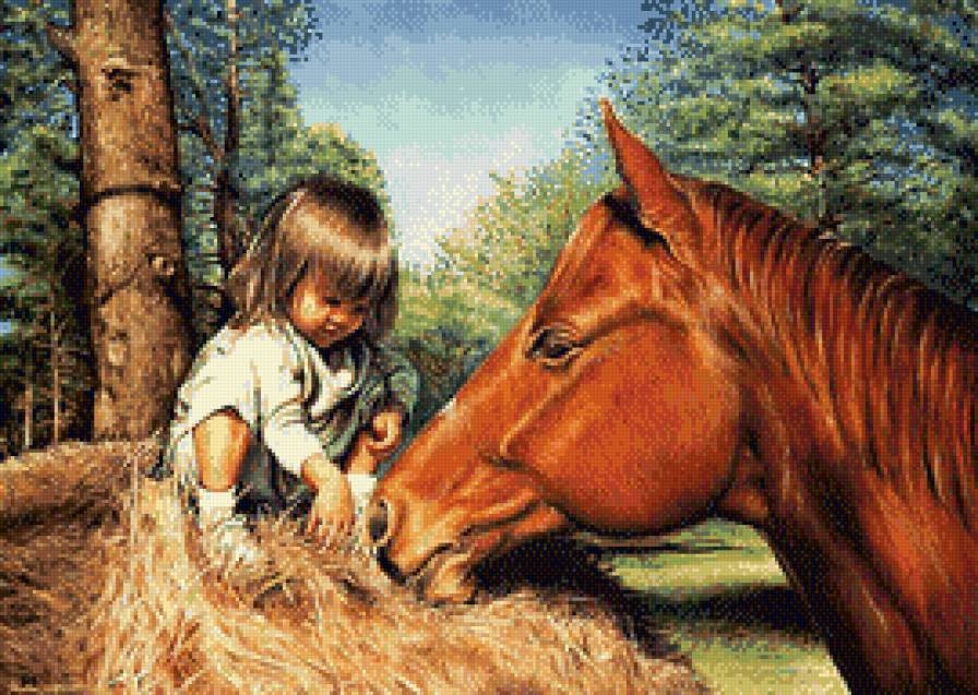 девочка с лошадью - предпросмотр