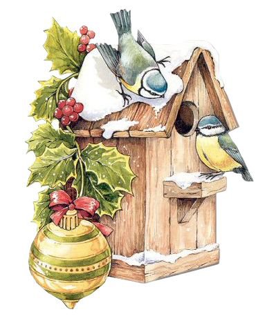 Christmas birds - рождество, скворечник, птицы - оригинал
