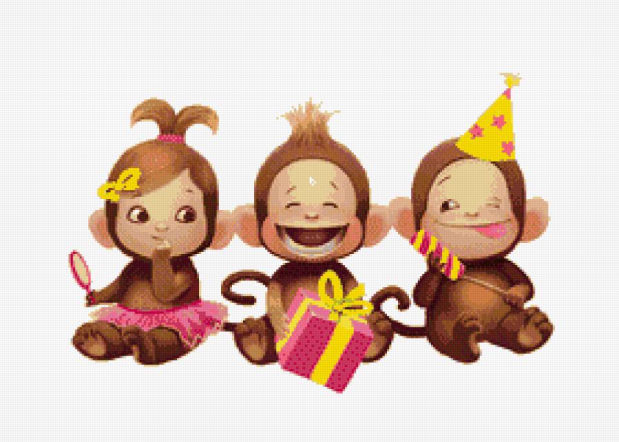 три обезьянки - животные, обезьянки, детские - предпросмотр