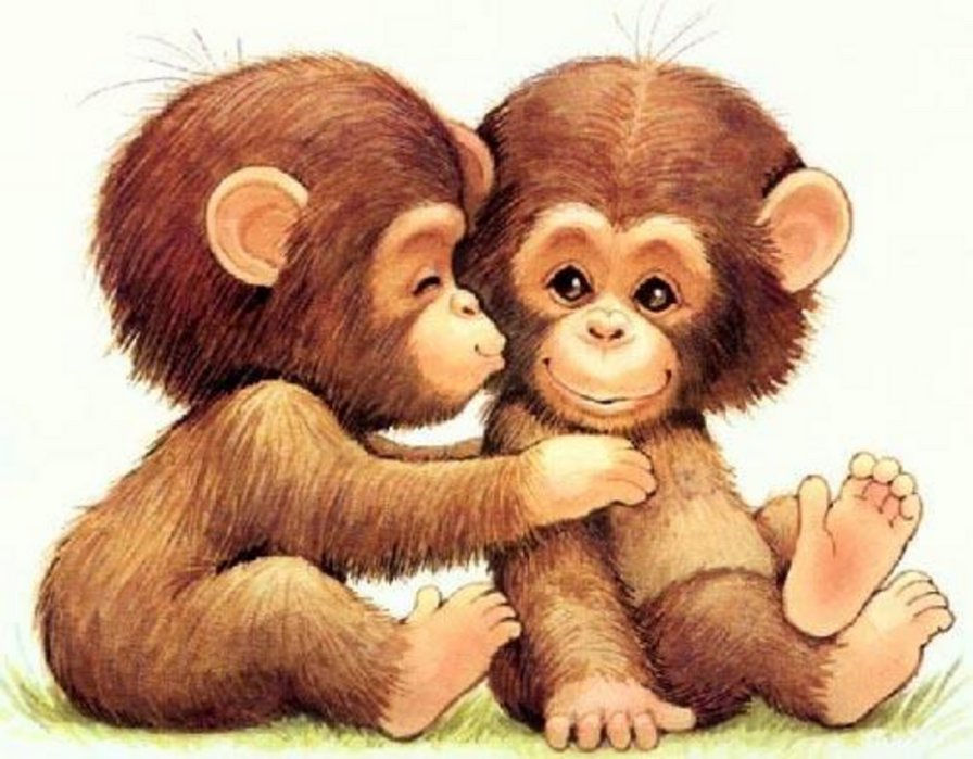 две обезьянки - детские, животные, обезьянки - оригинал