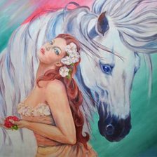 Оригинал схемы вышивки «Анжелика и белый конь» (№1056797)