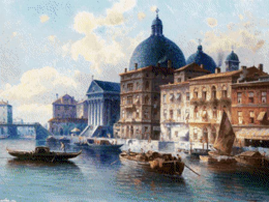 Венеция - венеция, улочка. лодка солнечный день, жив, город, вода, картина - предпросмотр