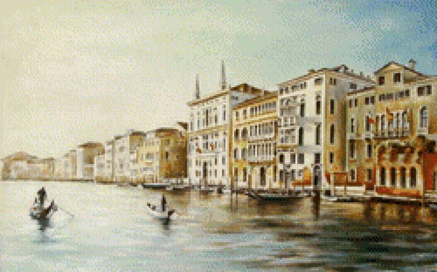 Венеция - улочка. лодка солнечный день, венеция, жив, вода, картина, город - предпросмотр