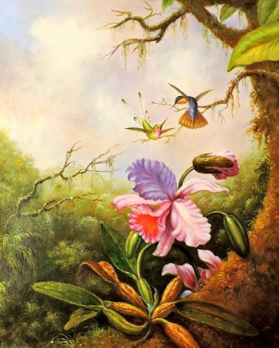 Чудесный сад - картина, птицы, искусство, живопись, природа - оригинал