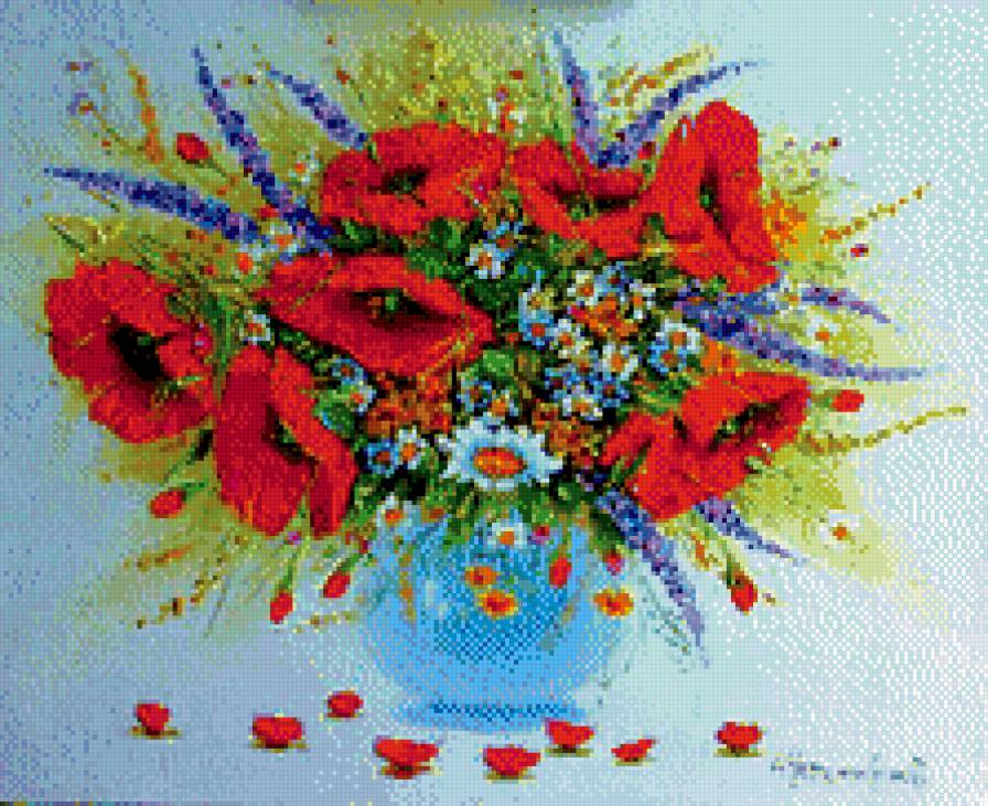 Букет цветов - искусство, картина, цветы, живопись - предпросмотр