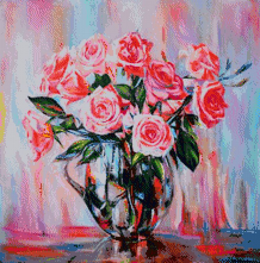 Розы - живопись, картина, цветы, искусство - предпросмотр