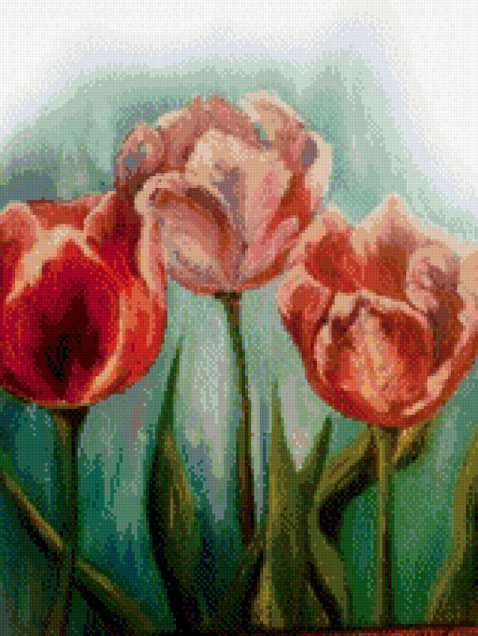 Тюльпаны - живопись, искусство, цветы, картина - предпросмотр