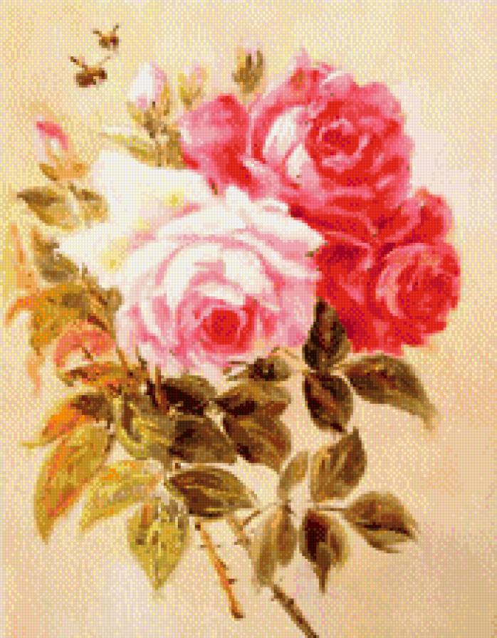 Розы - живопись, цветы, картина, искусство - предпросмотр