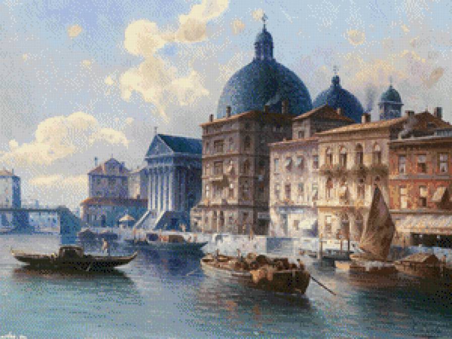 Венеция - город, улочка. лодка солнечный день, вода, жив, картина, венеция - предпросмотр