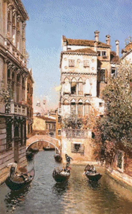 Венеция - город, картина, венеция, улочка. лодка солнечный день, жив, вода - предпросмотр