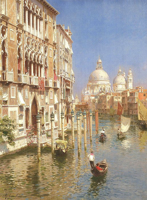 Венеция - вода, картина, город, улочка. лодка солнечный день, жив, венеция - оригинал