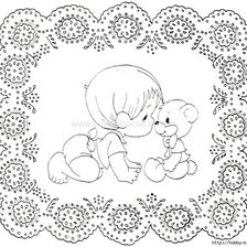 Оригинал схемы вышивки «мальчик и мишка» (№1061292)