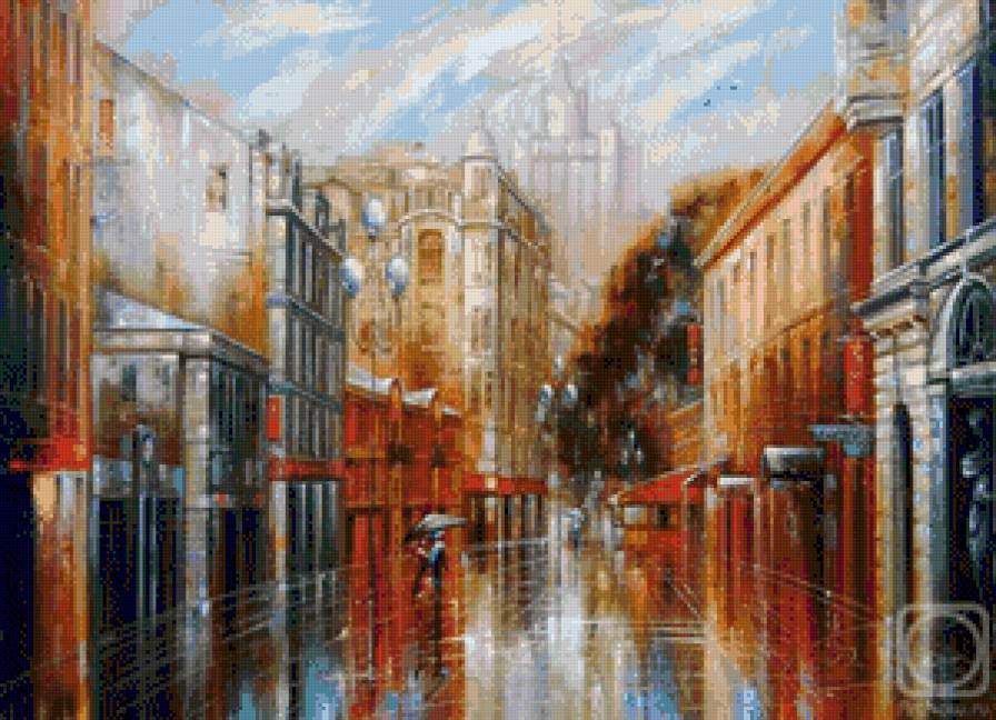 дождь в городе - картины художников - предпросмотр