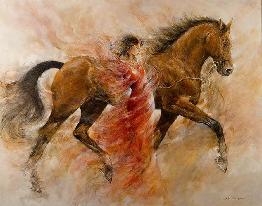 Девушка с конем - лошадь, девушка, конь - оригинал