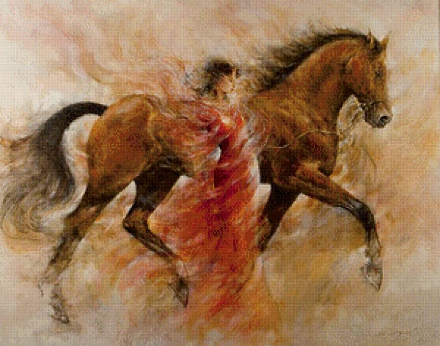 Девушка с конем - конь, лошадь, девушка - предпросмотр