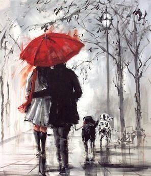 Пара под зонтом - дождь, зонт, пара - оригинал