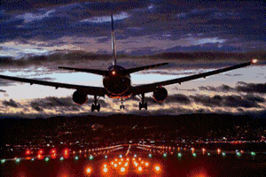 самолетик - самолет, посадка, аэропорт, закат - предпросмотр