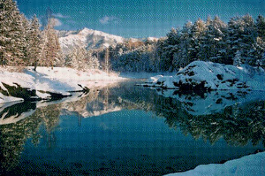 лесное озеро зимой - предпросмотр