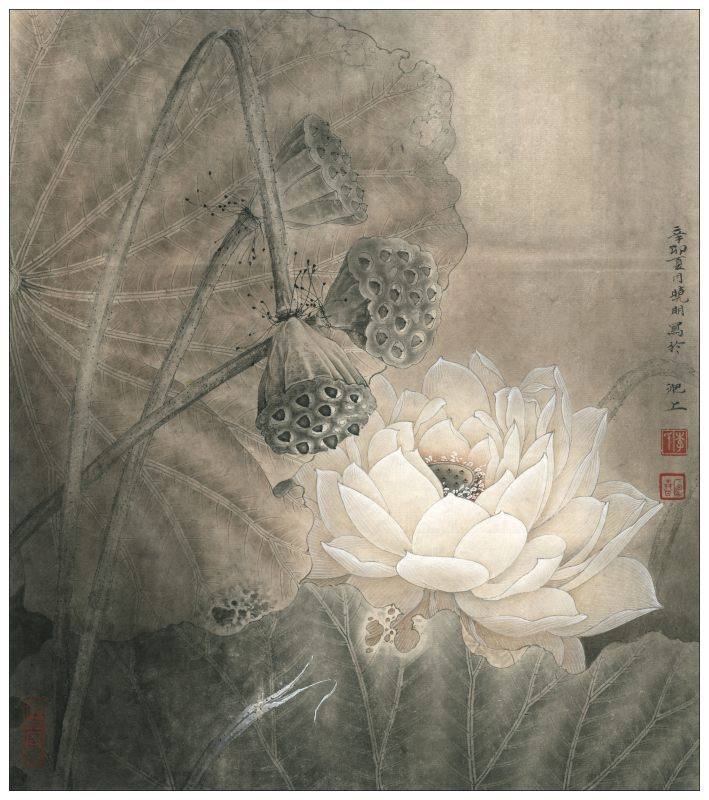 Китайская живопись - кувшинка, цветок, китайская, живопись - оригинал